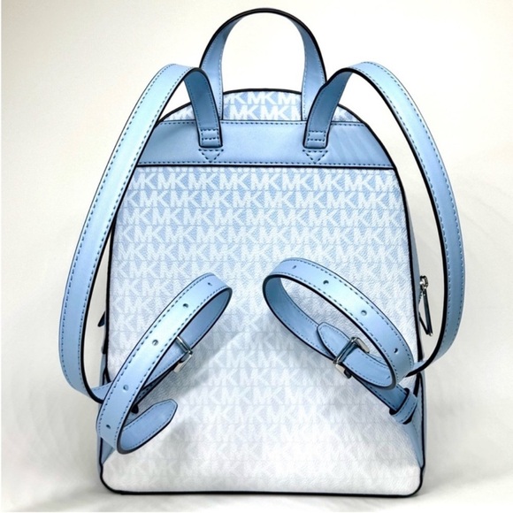 Michael Kors Light Blue and White Monogram Backpack main image 9